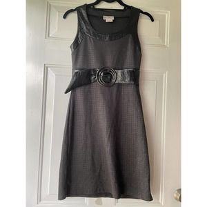 Jus d'orange Womens Black Sleeveless Belted Fit & Flare Dress Pullover One Size